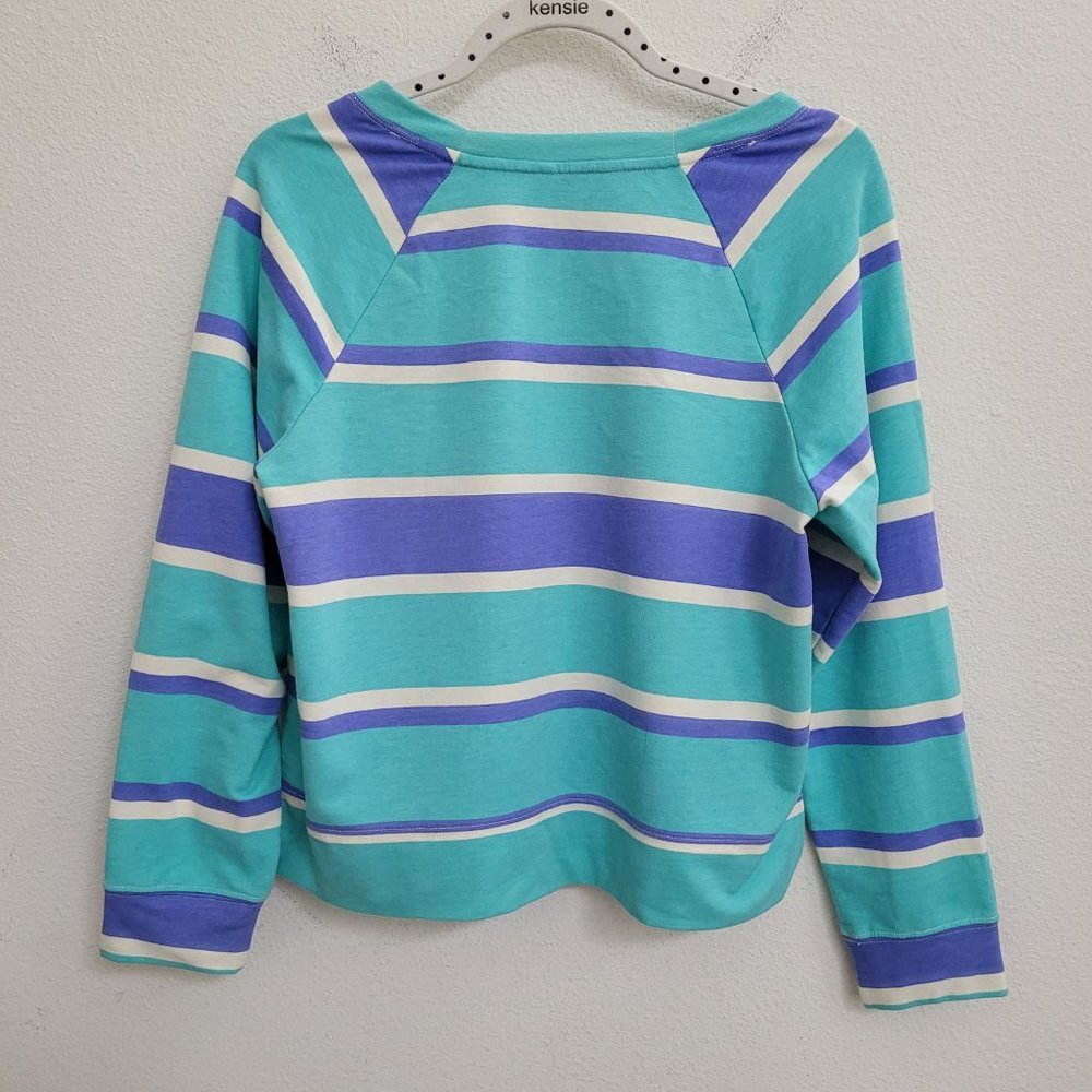 WILDFOX Ladies Sweatshirt & Short Lounge Set Wear Blue Stripe Coord Set Small - Picture 3 of 10